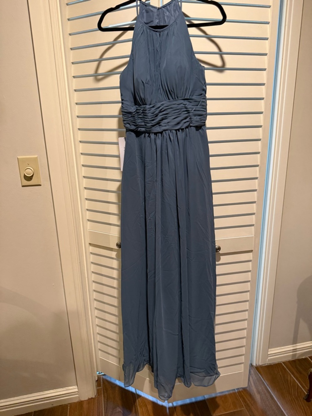 Azazie Slate Blue Halter Maxi Dress